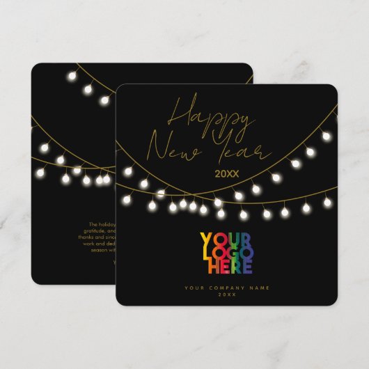 Carte Joyeux Nouvel An Entreprise Business Logo Vacances (Devant / Derrière)