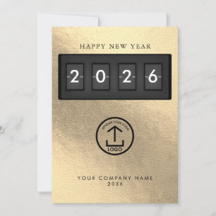 Carte Joyeux Nouvel An Logo Entreprise Commercial Or