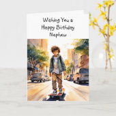 Carte Joyeux Nouvel An Nephew | Skate (Fleur jaune)