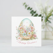 Carte Joyeux Oeuf de Pâques Floral (Debout devant)