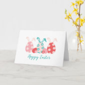 Carte Joyeux OEufs Décorés De Pâques Oreilles De Lapin (Fleur jaune)