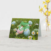 Carte Joyeux Oeufs et fleurs peints de Pâques (Fleur jaune)