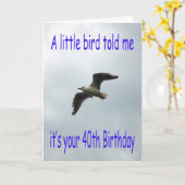 Carte Joyeux oiseau de mouette volant 40e anniversaire (Fleur jaune)