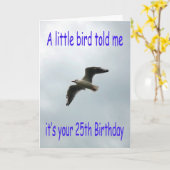 Carte Joyeux oiseau de mouette volant du 25e anniversair (Fleur jaune)