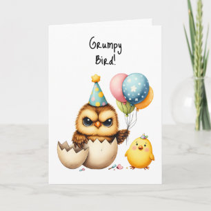 Carte Joyeux Oiseau Grumpy Oiseau OEufs à éclos Ballons