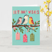 Carte Joyeux Oiseaux Sur Branche (Fleur jaune)