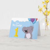 Carte Joyeux Ours d'anniversaire (Fleur jaune)