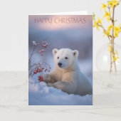 Carte Joyeux Ours de Noël (Fleur jaune)
