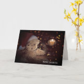 Carte Joyeux ours en peluche des Vacances avec lueur à l (Fleur jaune)