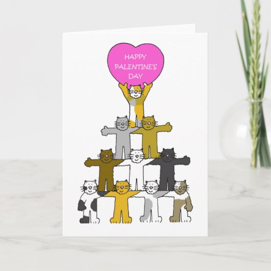 Carte Joyeux Palentine's Day Cute Cartoon Cats (Devant)