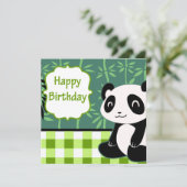 Carte Joyeux Panda en bambou vert d'anniversaire (Debout devant)