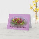 Carte Joyeux panier d'anniversaire de fleurs (Fleur jaune)