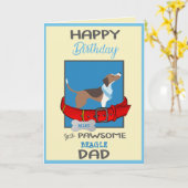 Carte Joyeux papa d'anniversaire de ton chien Beagle (Fleur jaune)