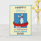 Carte Joyeux papa d'anniversaire de votre Boston Terrier (Fleur jaune)