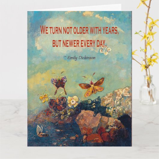 Carte Joyeux papillons d'anniversaire (Fleur jaune)