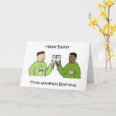 Carte Joyeux Pâques à gay ami interracial (Fleur jaune)