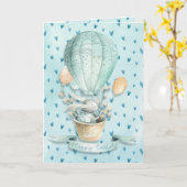 Carte Joyeux Pâques ! Bunny dans l'aquarelle du ballon à (Fleur jaune)