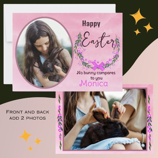 Carte Joyeux Pâques |Carte photo de Bunnies réels