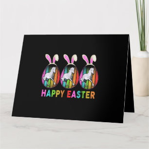 Carte Joyeux Pâques Cute Bunny Horse fermier Amoureux