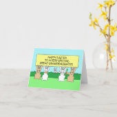 Carte Joyeux Pâques grand grand-fille lapin de dessin (Fleur jaune)