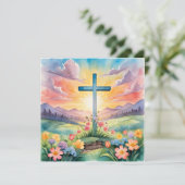 Carte Joyeux Pâques, illustration colorée, (Debout devant)