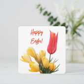 Carte Joyeux Pâques joli crocus rouge tulip floral (Debout devant)