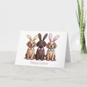 Carte Joyeux Pâques Labrador Retriever Chiens Bunny Ears