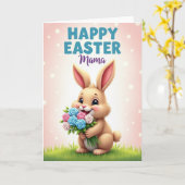 Carte Joyeux Pâques Maman Lapin (Fleur jaune)