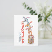 Carte Joyeux Pâques mignonne amusant lapin moderne oeuf (Debout devant)