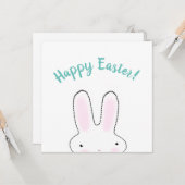 Carte Joyeux Pâques turquoise drôle lapin script personn (Devant/Arrière en situation)
