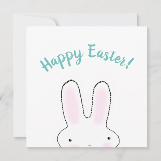 Carte Joyeux Pâques turquoise drôle lapin script personn (Devant)