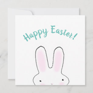 Carte Joyeux Pâques turquoise drôle lapin script personn