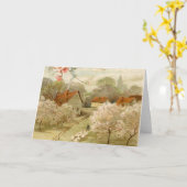 Carte Joyeux Pâques Vintage Moutons Printemps (Fleur jaune)