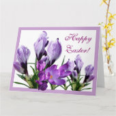 Carte Joyeux Pâques violet crocus boho floral joli (Fleur jaune)