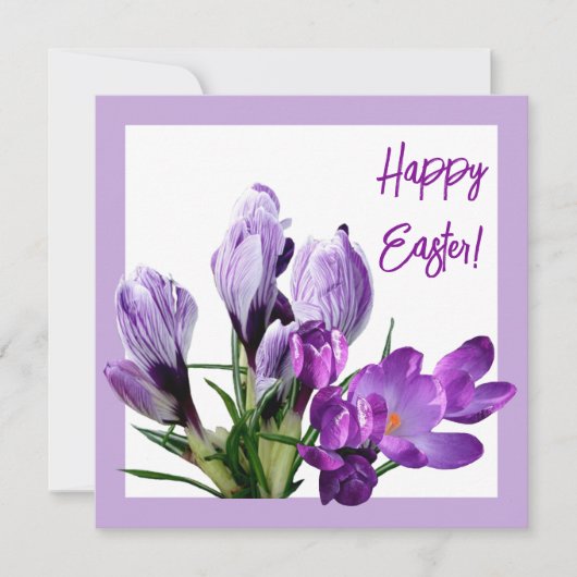 Carte Joyeux Pâques violet fleuri brillant boho coloré (Devant)