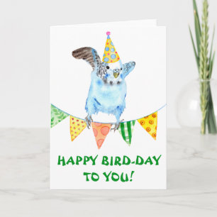 Carte Joyeux Parakeet d'oiseaux d'anniversaire