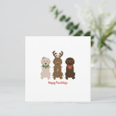 Carte Joyeux Pawlidays Goldendoodle lumières de Noël (Debout devant)