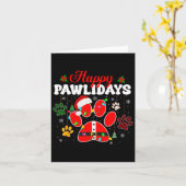 Carte Joyeux Pawlidays Lumières de Noël Chien Paw Animal (Fleur jaune)