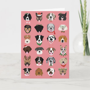 Carte Joyeux Pawlidays Motif de Visage de Chien de Noël