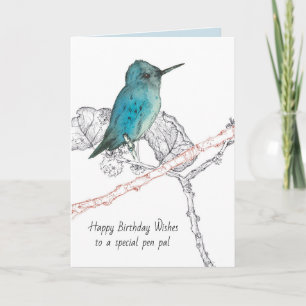 Carte Joyeux Pen Pal Hummingbird Dans L'Arbre