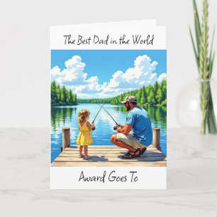Carte Joyeux père d'anniversaire Père pêche avec fille