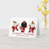 Carte Joyeux Père Noël noir en fête sur fond blanc (Fleur jaune)