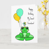 Carte Joyeux petit anniversaire | Cute Frog (Fleur jaune)