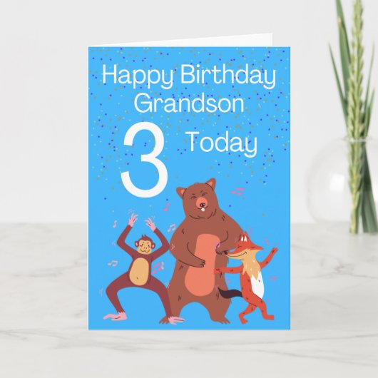 Carte Joyeux petit-fils d'anniversaire - 3 aujourd'hui (Devant)