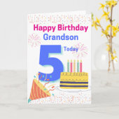 Carte Joyeux petit-fils d'anniversaire - 5 aujourd'hui (Fleur jaune)