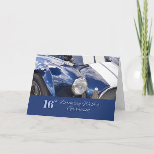 Carte Joyeux petit-fils du 16e anniversaire, voiture ble
