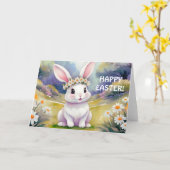 Carte Joyeux petit lapin 2, Pâques (Fleur jaune)