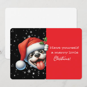 Carte Joyeux petit Noël Chien grimaçant