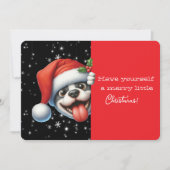 Carte Joyeux petit Noël Chien grimaçant (Devant)