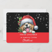 Carte Joyeux petit Noël chien grimaçant (Devant)